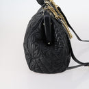 Gianni Versace Hand Bag Leather 2way Black Gold Auth bs29494-5