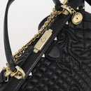 Gianni Versace Hand Bag Leather 2way Black Gold Auth bs29494-6