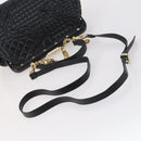 Gianni Versace Hand Bag Leather 2way Black Gold Auth bs29494-7