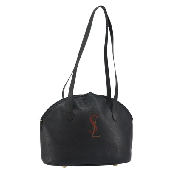 SAINT LAURENT Tote Bag Leather Black Gold Auth bs29495