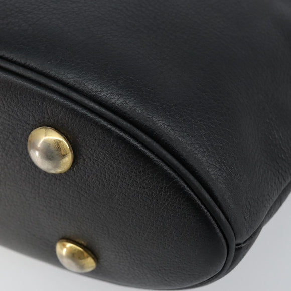 SAINT LAURENT Tote Bag Leather Black Gold Auth bs29495