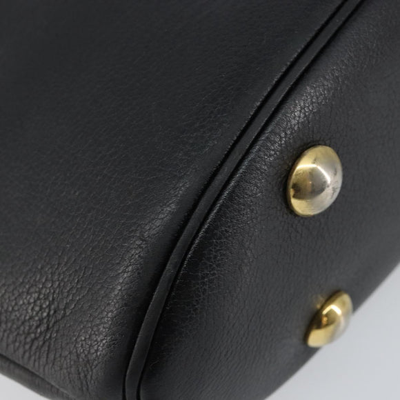 SAINT LAURENT Tote Bag Leather Black Gold Auth bs29495