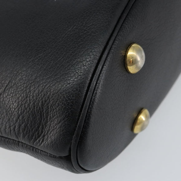 SAINT LAURENT Tote Bag Leather Black Gold Auth bs29495