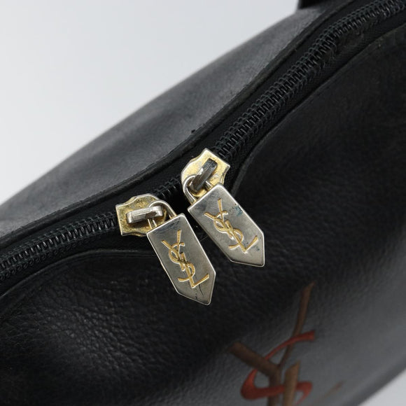 SAINT LAURENT Tote Bag Leather Black Gold Auth bs29495