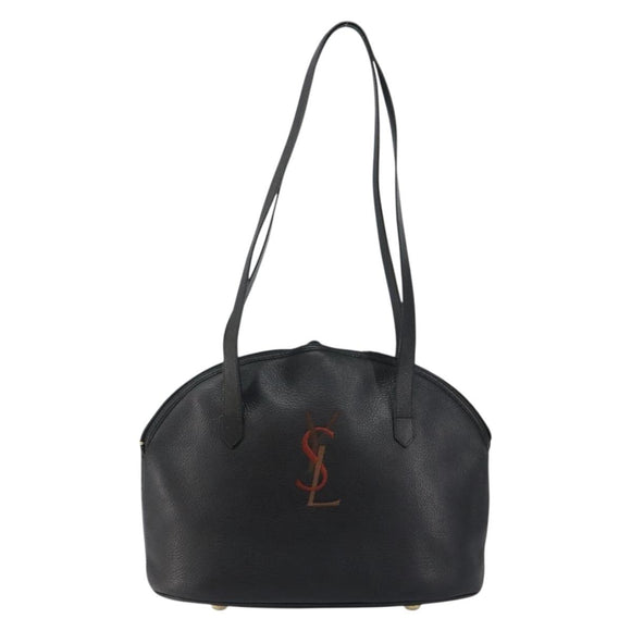 SAINT LAURENT Tote Bag Leather Black Gold Auth bs29495