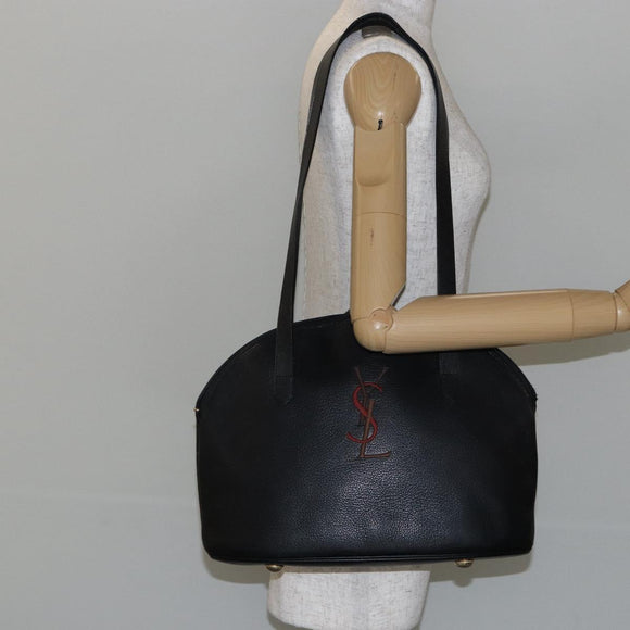 SAINT LAURENT Tote Bag Leather Black Gold Auth bs29495