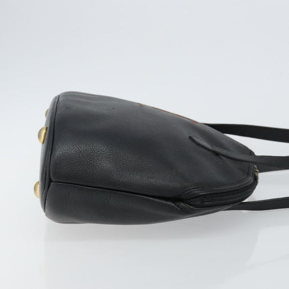 SAINT LAURENT Tote Bag Leather Black Gold Auth bs29495