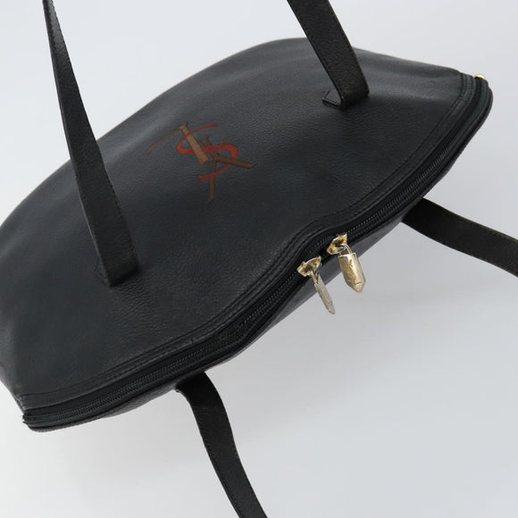 SAINT LAURENT Tote Bag Leather Black Gold Auth bs29495