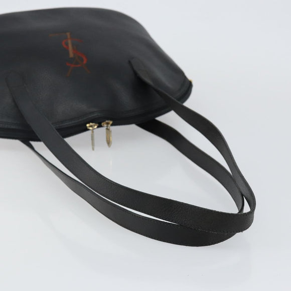 SAINT LAURENT Tote Bag Leather Black Gold Auth bs29495