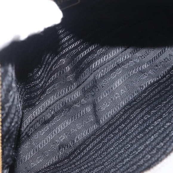 PRADA Shoulder Bag Leather Gray Gold Auth bs29496