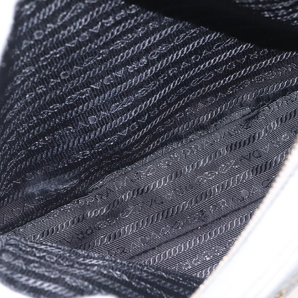 PRADA Shoulder Bag Leather Gray Gold Auth bs29496