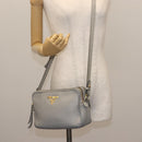 PRADA Shoulder Bag Leather Gray Gold Auth bs29496-24