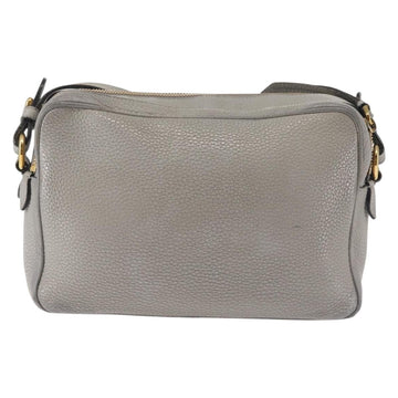 PRADA Shoulder Bag Leather Gray Gold Auth bs29496 - 0