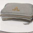 PRADA Shoulder Bag Leather Gray Gold Auth bs29496-6