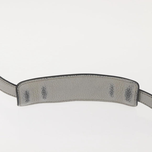 PRADA Shoulder Bag Leather Gray Gold Auth bs29496