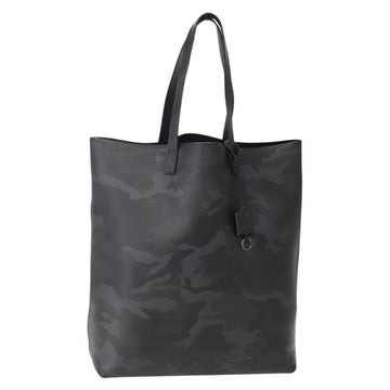 SAINT LAURENT Camouflage Tote Bag Leather Black Gray Auth bs29497