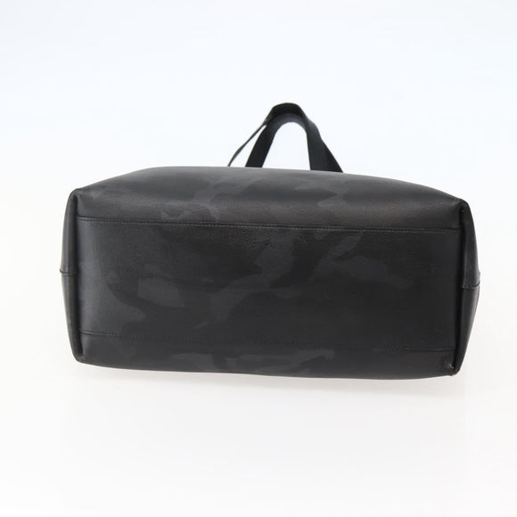 SAINT LAURENT Camouflage Tote Bag Leather Black Gray Auth bs29497