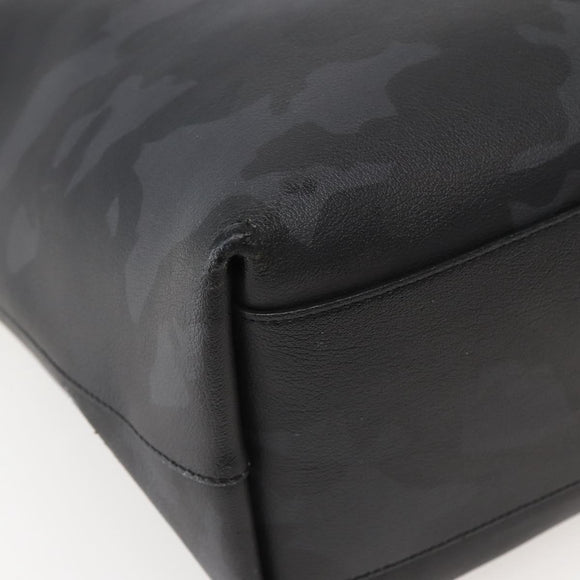 SAINT LAURENT Camouflage Tote Bag Leather Black Gray Auth bs29497