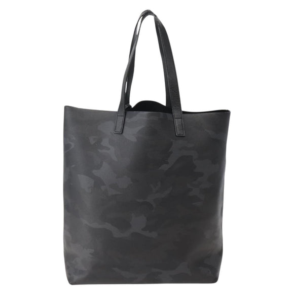SAINT LAURENT Camouflage Tote Bag Leather Black Gray Auth bs29497