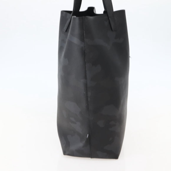 SAINT LAURENT Camouflage Tote Bag Leather Black Gray Auth bs29497