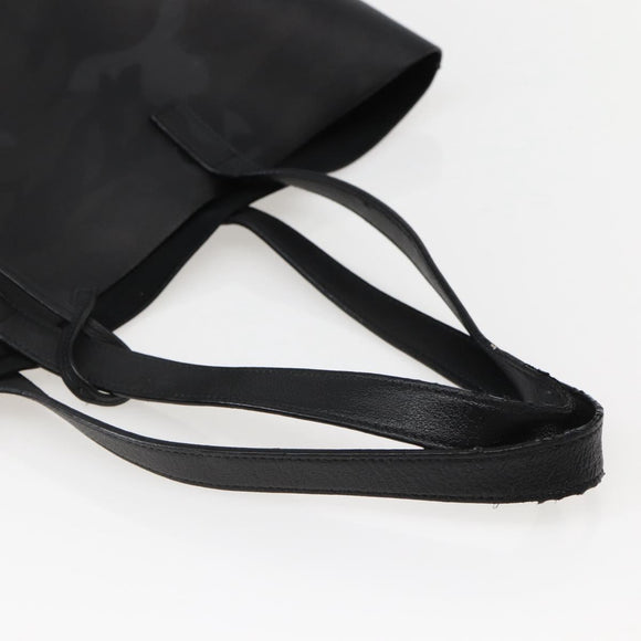 SAINT LAURENT Camouflage Tote Bag Leather Black Gray Auth bs29497