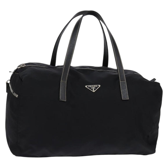 PRADA Boston Bag Nylon Black Silver Auth bs29500