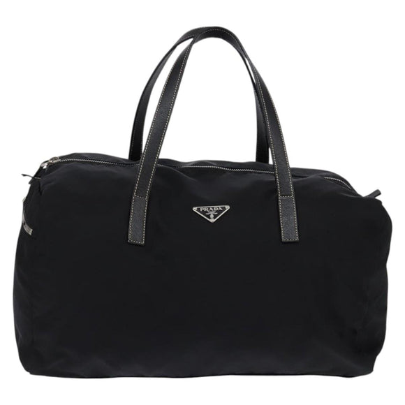 PRADA Boston Bag Nylon Black Silver Auth bs29500