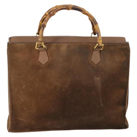 GUCCI Bamboo Hand Bag Suede Brown Gold 002 2855 0322 0 Auth bs29507 - 0