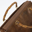 GUCCI Bamboo Hand Bag Suede Brown Gold 002 2855 0322 0 Auth bs29507-6