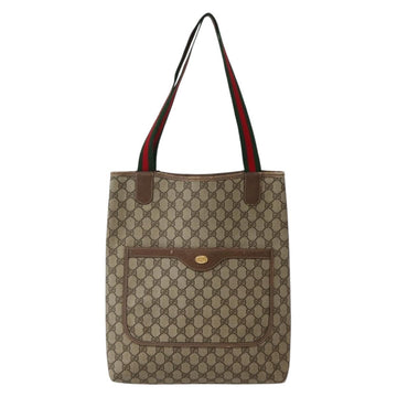 GUCCI GG Supreme Web Sherry Line Tote Bag PVC Beige Red 39 02 003 Auth bs29508 - 0
