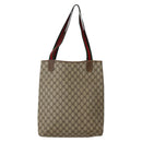 GUCCI GG Supreme Web Sherry Line Tote Bag PVC Beige Red 39 02 003 Auth bs29508-3