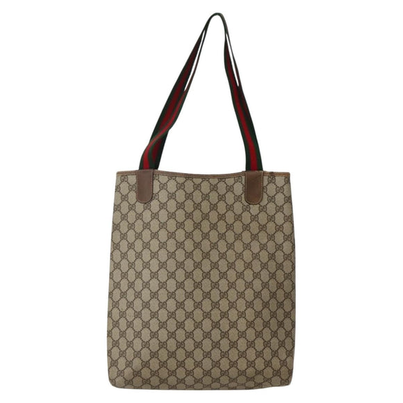GUCCI GG Supreme Web Sherry Line Tote Bag PVC Beige Red 39 02 003 Auth bs29508