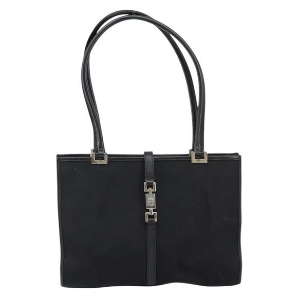 GUCCI Jackie Shoulder Bag Nylon Black Silver 002 1073 3444 Auth bs29509
