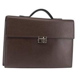 LOEWE Briefcase Leather Dark Brown Auth bs29533