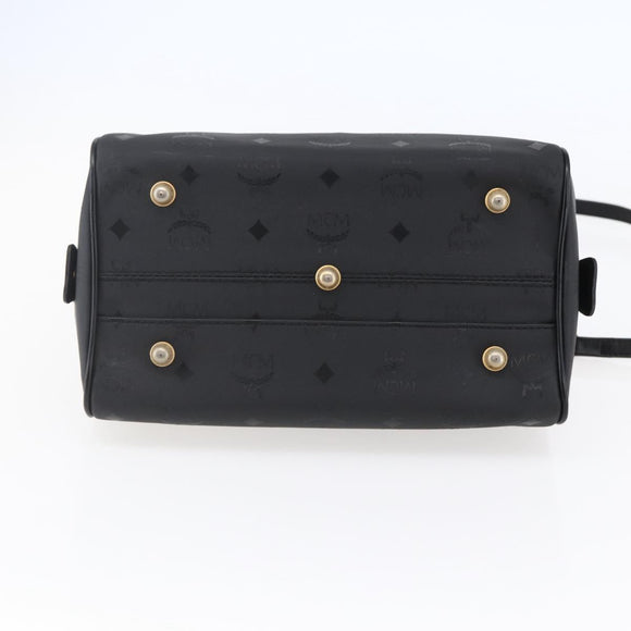 MCM Logogram Vicetos Mini Boston Bag PVC 2way Black Gold Auth bs29534