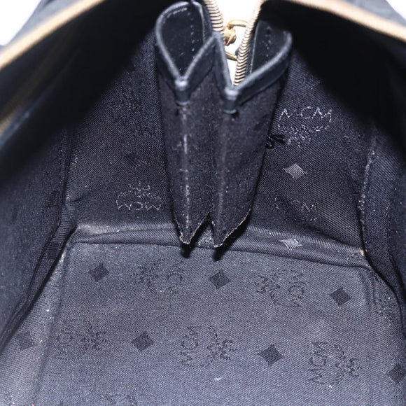 MCM Logogram Vicetos Mini Boston Bag PVC 2way Black Gold Auth bs29534