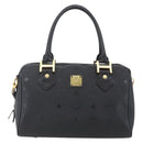 MCM Logogram Vicetos Mini Boston Bag PVC 2way Black Gold Auth bs29534-13