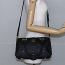 MCM Logogram Vicetos Mini Boston Bag PVC 2way Black Gold Auth bs29534-23