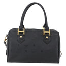 MCM Logogram Vicetos Mini Boston Bag PVC 2way Black Gold Auth bs29534-2