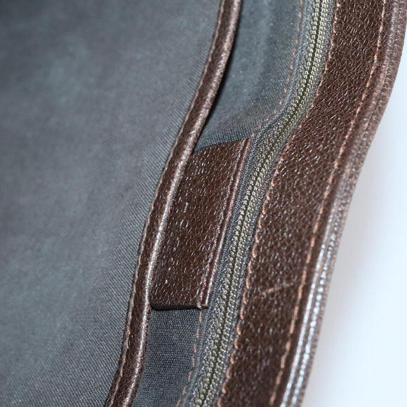 BVLGARI Shoulder Bag Leather Dark Brown Silver Auth bs29535