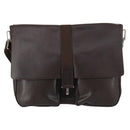 BVLGARI Shoulder Bag Leather Dark Brown Silver Auth bs29535-13