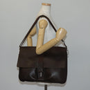 BVLGARI Shoulder Bag Leather Dark Brown Silver Auth bs29535-22