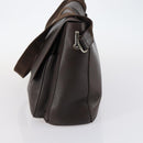 BVLGARI Shoulder Bag Leather Dark Brown Silver Auth bs29535-3
