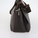 BVLGARI Shoulder Bag Leather Dark Brown Silver Auth bs29535-4