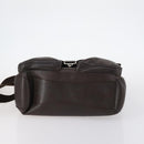 BVLGARI Shoulder Bag Leather Dark Brown Silver Auth bs29535-5