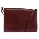 CARTIER Must Line Shoulder Bag Leather Bordeaux Gold Auth bs29536-1