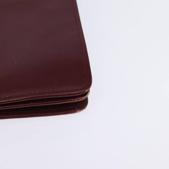 CARTIER Must Line Shoulder Bag Leather Bordeaux Gold Auth bs29536