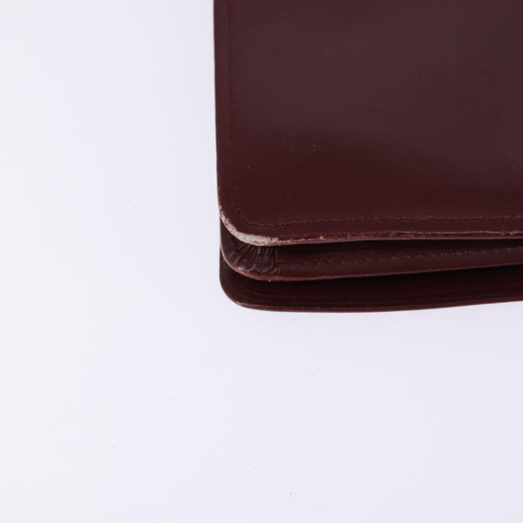 CARTIER Must Line Shoulder Bag Leather Bordeaux Gold Auth bs29536