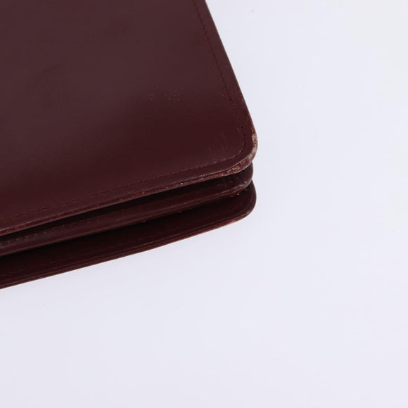 CARTIER Must Line Shoulder Bag Leather Bordeaux Gold Auth bs29536