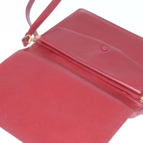 CARTIER Must Line Shoulder Bag Leather Bordeaux Gold Auth bs29536
